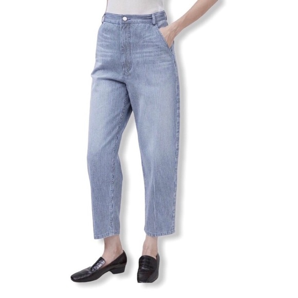 Rachel Comey Railroad Striped Barrel Straight Jeans Size 6 Women’s Relaxed Fit - Picture 1 of 11
